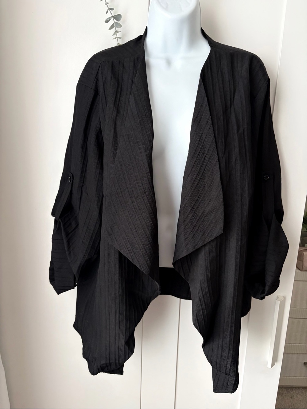 SHEIN Relaxed Black Women's Open-Front Blazer